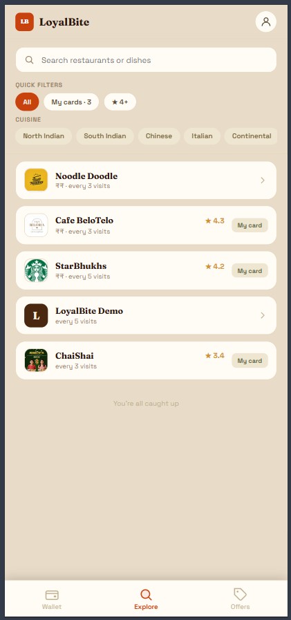 Explore restaurants screen