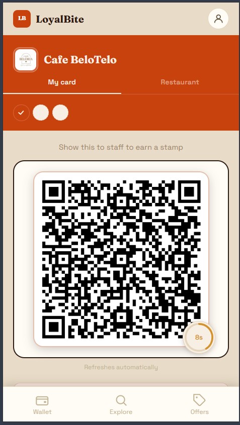 QR code for stamp screen